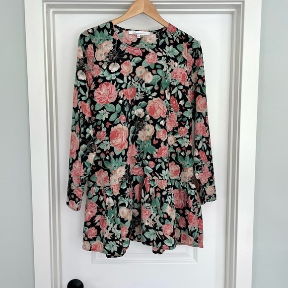 Lovers + Friends Pink Rose Print Long Drop Waist Dress Size L Bloomcore - Picture 2 of 7